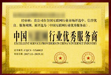 中国行业优秀服务商证书